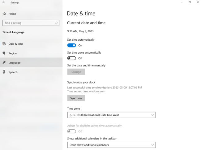 Date and time in Windows can be used to fix ERR_SSL_PROTOCOL_ERROR