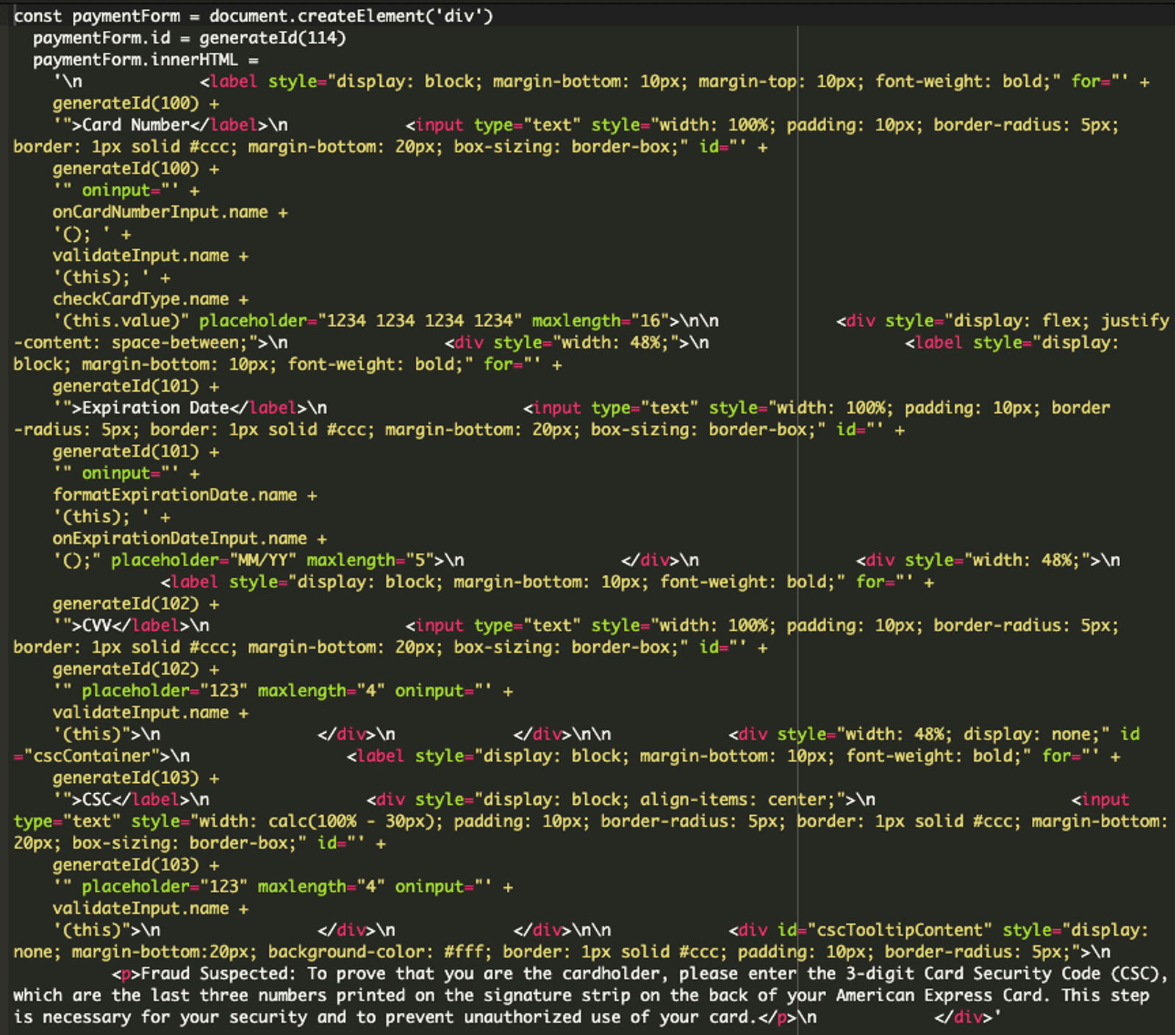 fake form HTML built